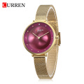 CURREN 9029 Female Quartz Watch Gem Dial Ultra Thin Mesh Strap Top Brand Female Luxury Wristwatch Girl Clock Relogio Feminino